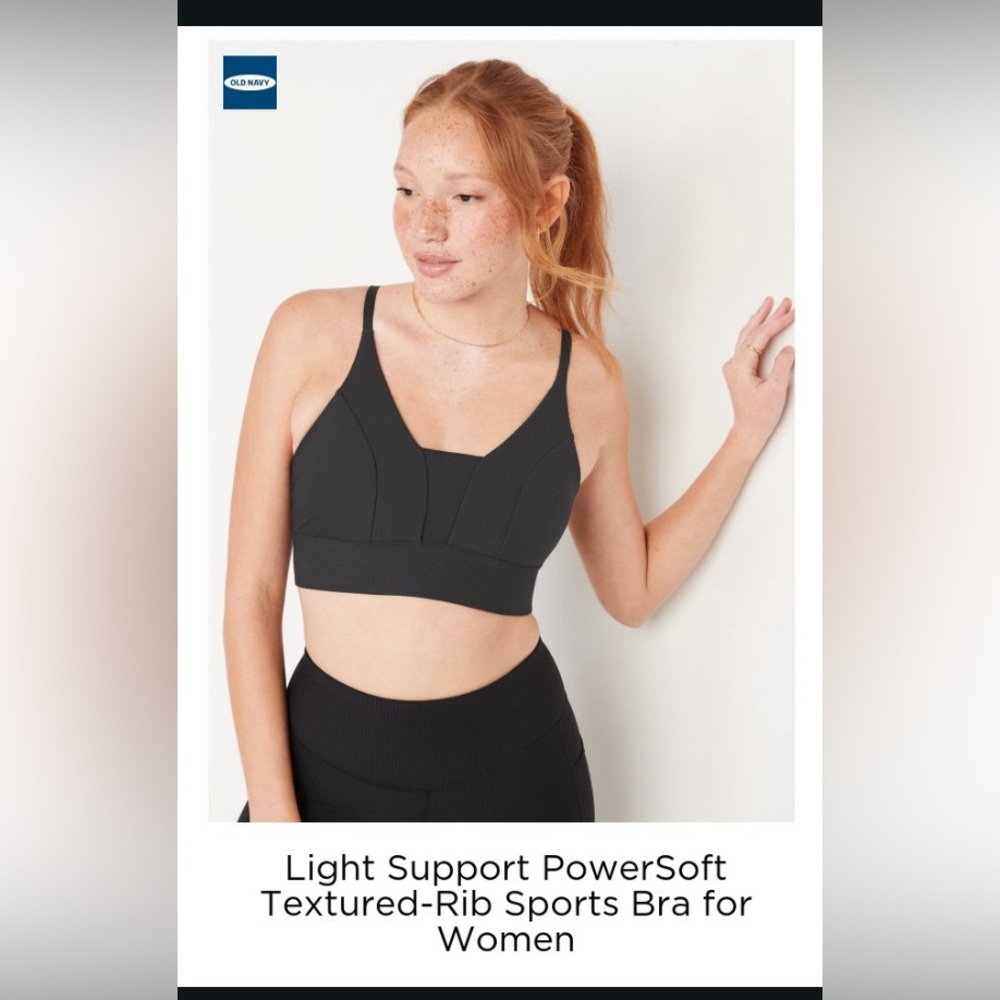 Old Navy Light Support PowerSoft Textured-Rib Sports Bra XS Extra Small